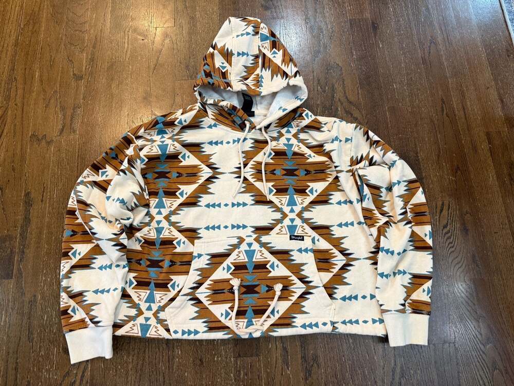 Wrangler Women's Southwestern Print Cinch Bottom Cropped Hoodie